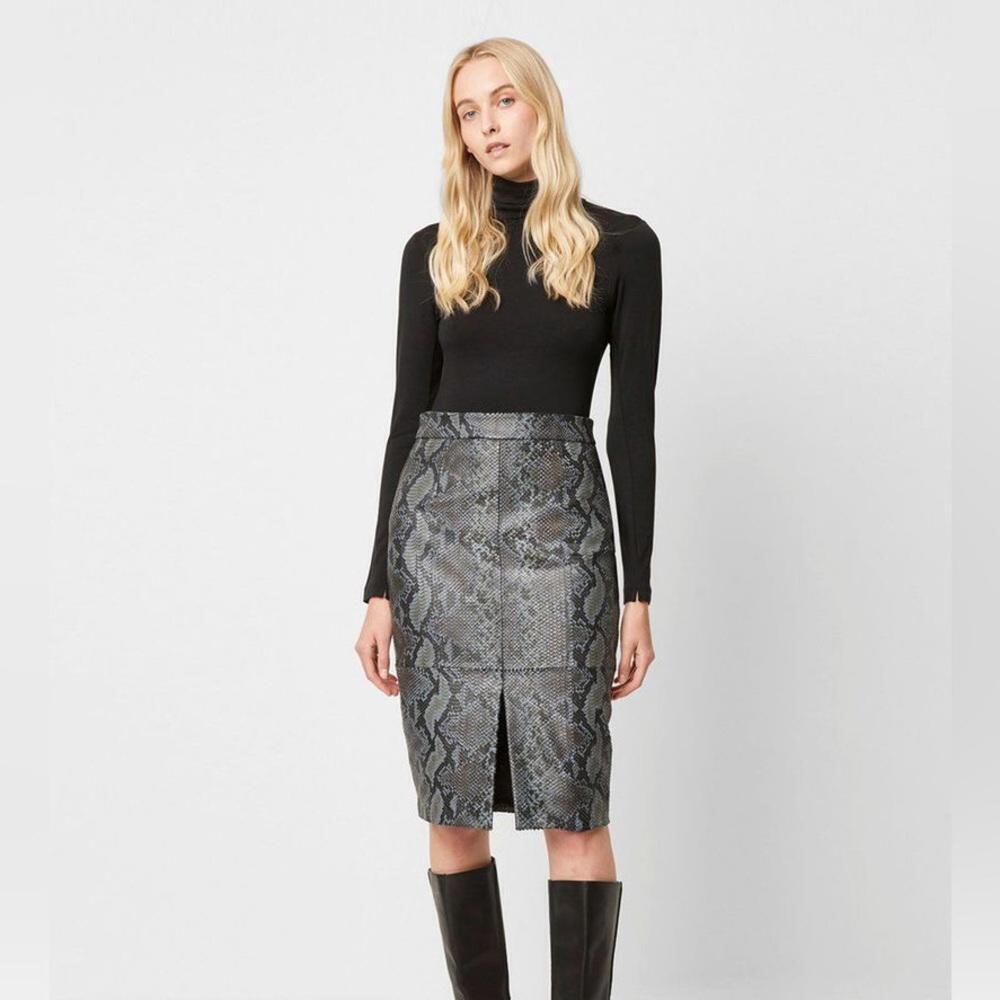 French connection snake skin pencil leather skirt